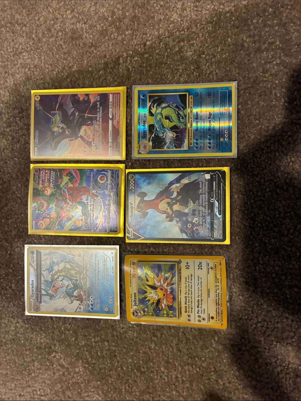 Very rare Pokémon cards in a set of six